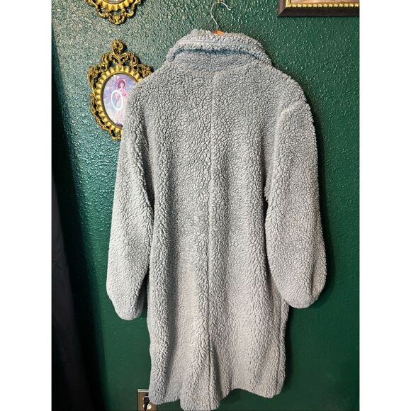 Free People Size Small Tessa Dusty Gray Longline Teddy Coat - Picture 5 of 6